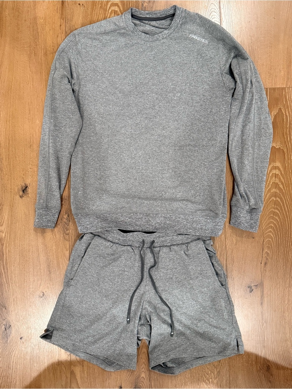 Fabletics Gray Sweatshirt & Shorts Set